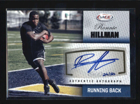 RONNIE HILLMAN 2012 SAGE BLUE ROOKIE RC AUTOGRAPH AUTO #24/50 AB6267