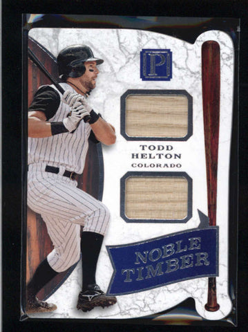 TODD HELTON 2016 PANINI PANTHEON NOBLE TIMBER DUAL GAME BAT #20/99 AB9481