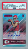 Patrick Mahomes 2017 Rookies & Stars Longevity Blue SP/49 RC Rookie Auto PSA 10