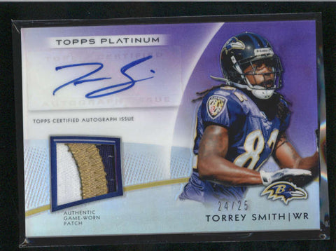 TORREY SMITH 2012 TOPPS PLATINUM 3-CLR GAME PATCH AUTOGRAPH AUTO #24/25 AB9944