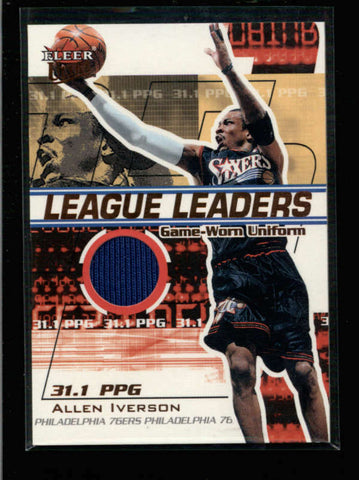 ALLEN IVERSON 2001/02 FLEER ULTRA LEAGUE LEADERS USED WORN JERSEY #/450 AC1913