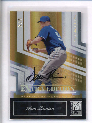 SAM RUNION 2007 DONRUSS ELITE EXTRA EDITION STATUS GOLD ROOKIE AUTO #2/5 AC1419