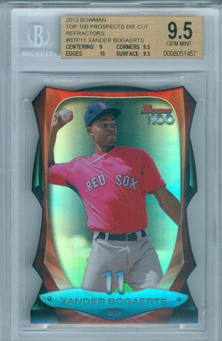 XANDER BOGAERTS 2013 BOWMAN PROSPECTS TOP 100 DIE CUT REFRACTOR ROOKIE BGS 9.5