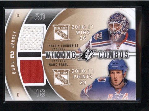 HENRIK LUNDQVIST/ MARC STAAL 2011/12 11/12 SPX WINNING COMBOS DUAL JERSEY AB9090