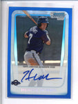 HUNTER MORRIS 2011 BOWMAN CHROME BLUE REFRACTOR ROOKIE AUTO #012/150 AC1438