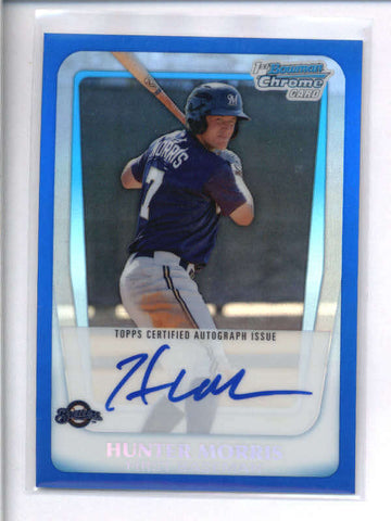 HUNTER MORRIS 2011 BOWMAN CHROME BLUE REFRACTOR ROOKIE AUTO #012/150 AC1438