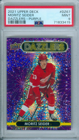 Moritz Seider 2021 Upper Deck Purple Dazzlers Rc Rookie #DZ67 PSA MINT 9