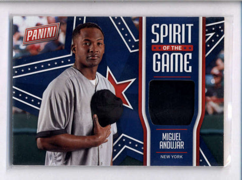 MIGUEL ANDUJAR 2018 PANINI FATHER'S DAY SPIRIT OF THE DAY USED HAT RELIC AC2246