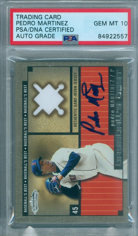 Pedro Martinez 2002 Fleer Showcase Game Used Jersey PSA DNA Gem Mint 10 Auto