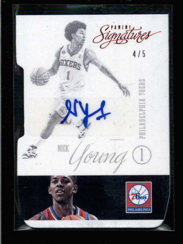 NICK YOUNG 2012/13 PANINI SIGNATURES RED DIE-CUT AUTOGRAPH AUTO #4/5 AC1809