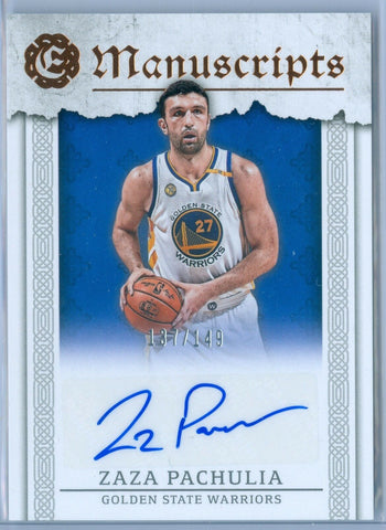 ZAZA PACHAULIA 2016-17 EXCALIBUR MANUSCRIPTS AUTO AUTOGRAPH SP/149