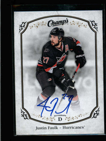 JUSTIN FAULK 2015/16 15/16 UPPER DECK CHAMPS ON CARD AUTOGRAPH AUTO AB8768