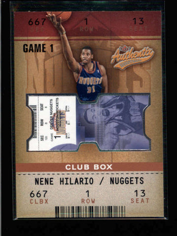 NENE HILARIO 2002/03 FLEER AUTHENTIC #109 CLUB BOX ROOKIE #016/100 AC1579