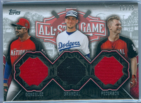 JOC PEDERSON / ADRIAN GONZALEZ / GRANDAL 2015 TOPPS ALL STAR JERSEY SP/25