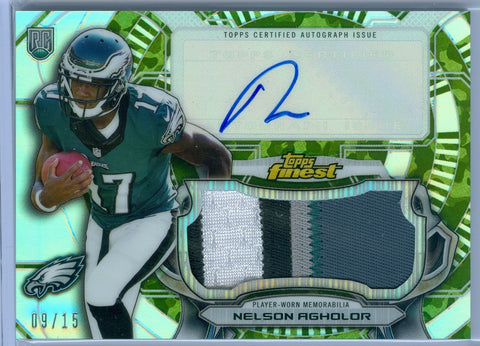 NELSON AGHOLOR 2015 TOPPS FINEST CAMO REFRACTOR PATCH RC AUTO AUTOGRAPH SP/15