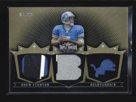 DREW STANTON 2007 TRIPLE THREADS GOLD 3-PC ROOKIE JERSEY PATCH #3/9 AB6296