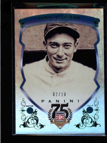 TONY LAZZERI 2014 PANINI HALL OF FAME 75TH ANNIVERSARY GREEN #02/10 AB8580