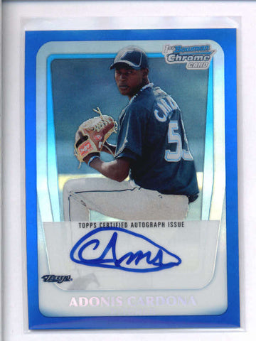 ADONIS CARDONA 2011 BOWMAN CHROME BLUE REFRACTOR ROOKIE AUTO #003/150 AC1439