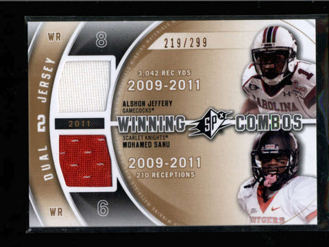 ALSHON JEFFERY / MOHAMED SANU 2012 SPX WINNING COMBOS JERSEY #219/299 AC909