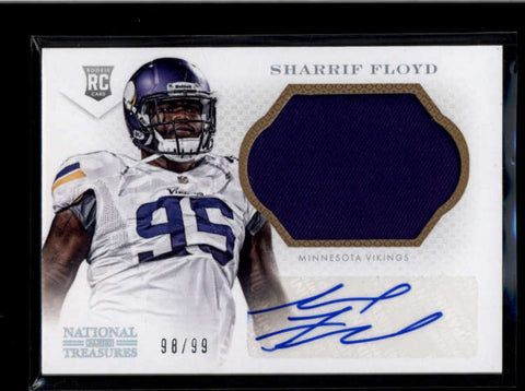 SHARRIF FLOYD 2013 NATIONAL TREASURES ROOKIE AUTO JUMBO JERSEY #98/99 AB8183