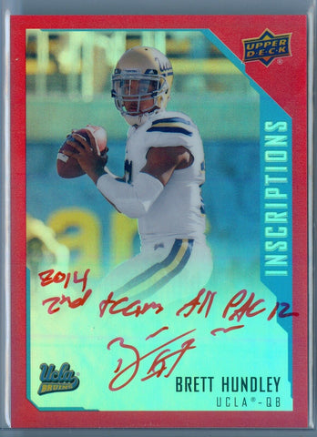 BRETT HUNDLEY 2015 UPPER DECK INSCRIPTIONS RED RC ROOKIE AUTO AUTOGRAPH SP/49