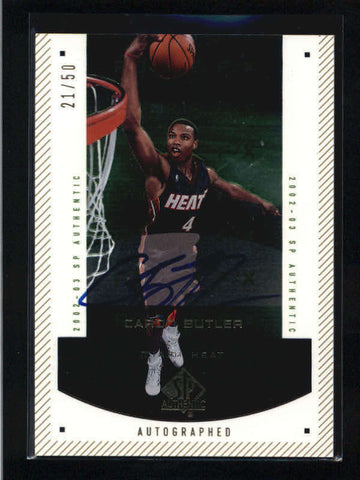 CARON BUTLER 2002/03 SP AUTHENTIC GOLD ROOKIE AUTOGRAPH AUTO #21/50 AC1960