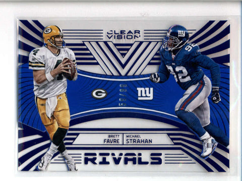 BRETT FAVRE / MICHAEL STRAHAN 2016 PANINI CLEAR VISION RIVALS BLUE #59/99 AB8637