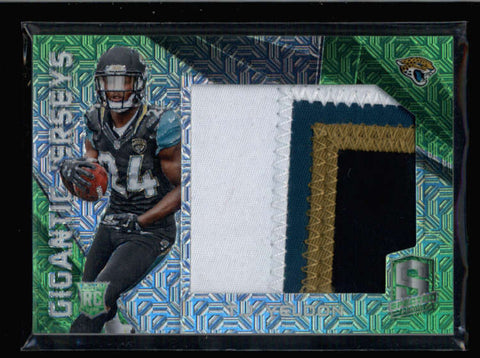 T.J. YELDON 2015 SPECTRA GIGANTIC JERSEYS ROOKIE NEON GREEN PATCH #22/25 AC2575