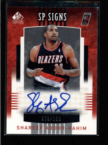 SHAREEF ABDUR-RAHIM 2004/05 SP SIGNATURE SP SIGNS AUTOGRAPH AUTO #075/100 AC1818