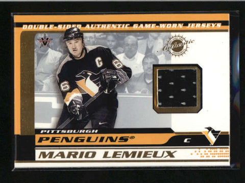 MARIO LEMIEUX / ROBERT LANG 2002 PACIFIC DUAL GAME USED WORN JERSEY #26 AC1460