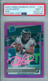 Jalen Hurts 2020 Optic Pink Prizm Holo RC Rookie #164 PSA DNA MINT 9 Auto 10