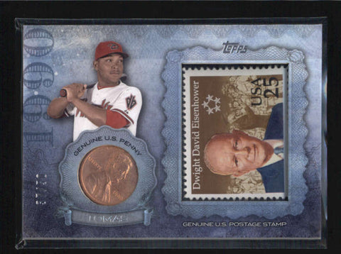 YASMANY TOMAS 2015 TOPPS UPDATE BIRTH YEAR STAMP AND COIN CARD #37/50 AB5958