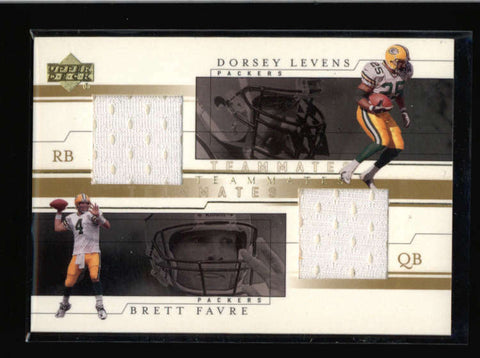 BRETT FAVRE / DORSEY LEVENS 2001 UPPER DECK TEAMMATES PACKERS DUAL JERSEY AC686