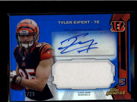 TYLER EIFERT 2013 TOPPS FINEST BLUE REFRACTOR ROOKIE AUTO JERSEY #16/99 AB8166