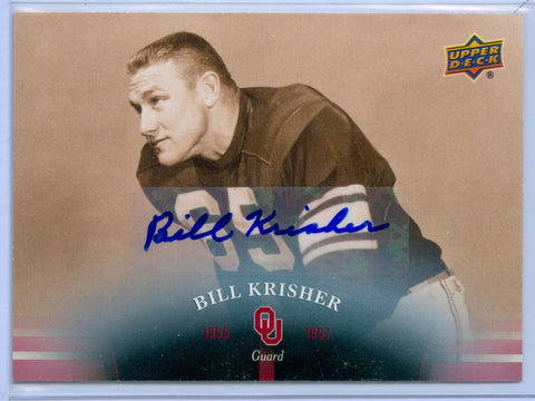 BILL KRISHER 2011 UPPER DECK OKLAHOMA SOONERS AUTO AUTOGRAPH SP