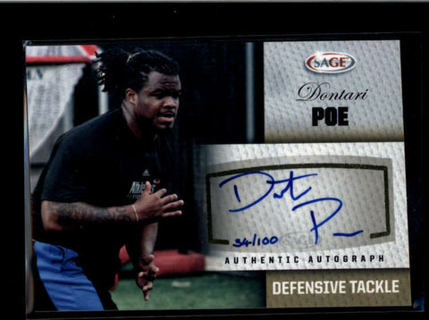 DONTARI POE 2012 SAGE #40 AUTOGRAPH AUTO ROOKIE RC #034/100 AB8197