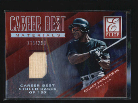 RICKEY HENDERSON 2015 PANINI ELITE CAREER BEST GAME USED BAT #175/299 AB5954