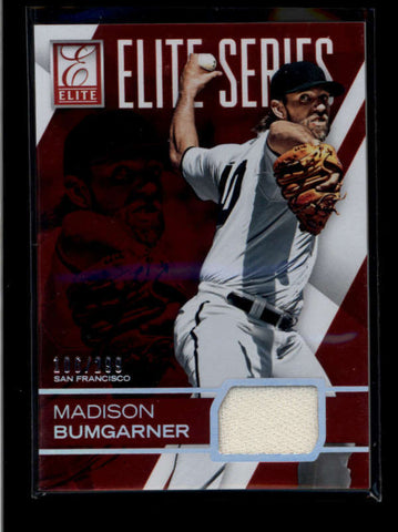 MADISON BUMGARNER 2015 PANINI ELITE SERIES GAME USED WORN JERSEY #106/299 AB8048