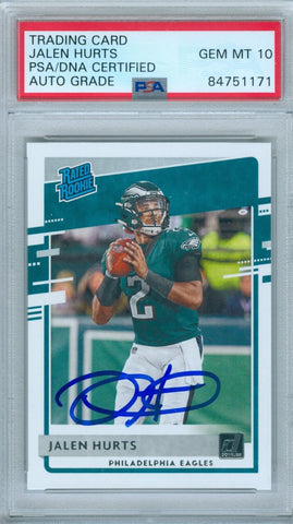 Jalen Hurts 2020 Donruss #314 RC Rookie Autograph PSA DNA 10 Auto