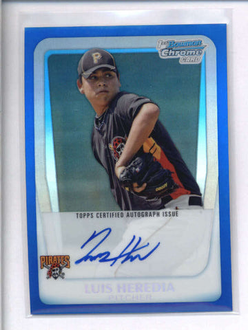 LUIS HEREDIA 2011 BOWMAN CHROME BLUE REFRACTOR ROOKIE AUTO #077/150 AC1432