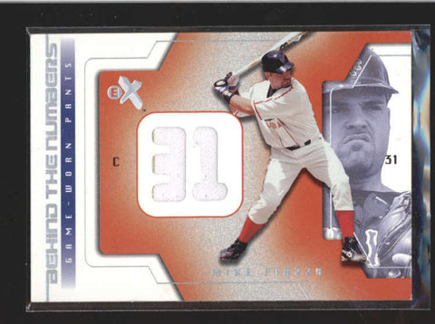 MIKE PIAZZA 2002 E-X EX BEHIND THE NUMBERS GAME USED WORN JERSEY RELIC AC215