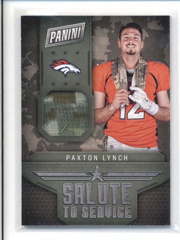 PAXTON LYNCH 2017 PANINI SALUTE TO SERVICE GAME USED TOWEL RELIC AC322