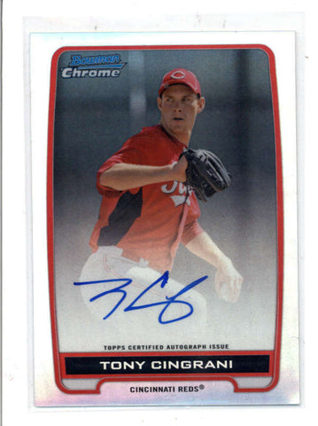 TONY CINGRANI 2012 BOWMAN CHROME REFRACTOR ROOKIE AUTOGRAPH AUTO #/500 AC1088