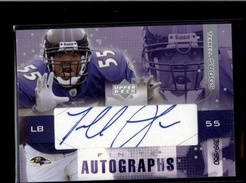 TERRELL SUGGS 2003 UPPER DECK FINITE ROOKIE AUTOGRAPH AUTO #399/950 AB8193