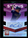 CARLOS GONZALEZ 2015 PANINI ELITE #54 PURPLE STATUS DIE-CUT AUTO #11/20 AB7652