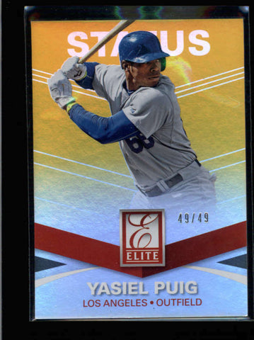 YASIEL PUIG 2015 PANINI ELITE #47 RARE GOLD STATUS PARALLEL #49/49 AB8570