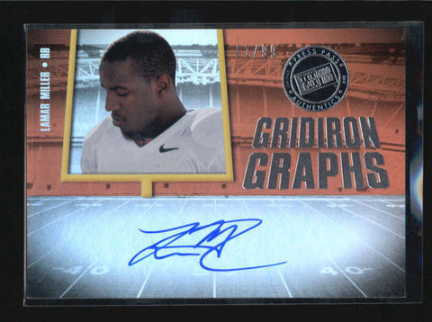 LAMAR MILLER 2012 PRESS PASS GRIDIRON GRAPHS ROOKIE RC AUTO #51/99 AB6264