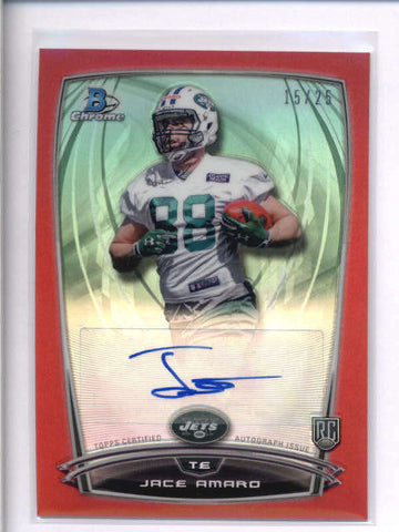 JACE AMARO 2014 BOWMAN CHROME RED REFRACTOR ROOKIE AUTOGRAPH AUTO #15/25 AC2063