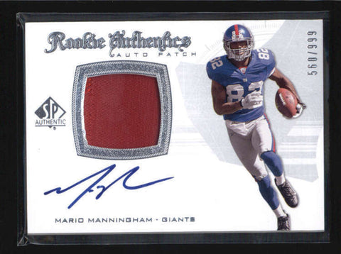 MARIO MANNINGHAM 2008 SP AUTHENTIC ROOKIE RC PATCH AUTOGRAPH AUTO #/999 AB6224