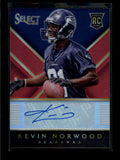 KEVIN NORWOOD 2014 PANINI SELECT RED PRIZM ROOKIE AUTOGRAPH AUTO #03/50 AB7129